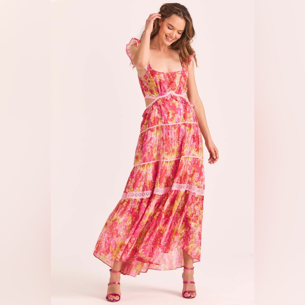 LoveShackFancy Madsen Floral Maxi Dress With Cut Outs - Picture 3 of 16